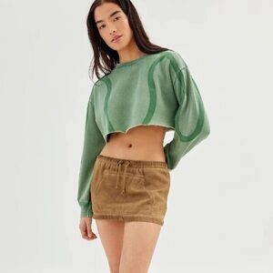 BDG Izzy illusion Green Cropped Sweater